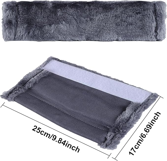MOONET 2 Packs Car Seatbelt Covers Shoulder Pad for More Comfortable Driving, Universal Seat Belt Cover for Handbag Camera Backpack Straps, Soft Faux Sheepskin Wool Seat Belt Cushion (Dark Gray)