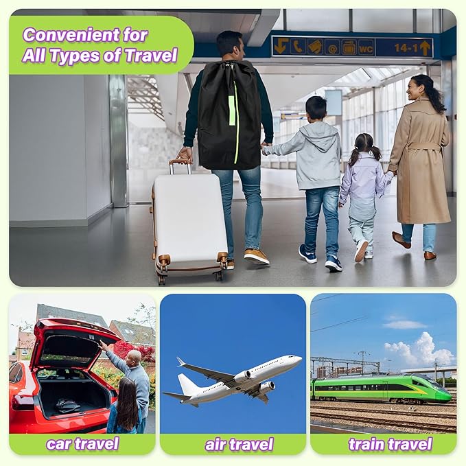 Saranna Car Seat Travel Bag for Airplane: Carseat Bags for Air Travel, Waterproof Durable Carrier Cover for Infant & Toddler Car Seats,Portable Carseat Cover with Shoulder Straps and 2 Luggage Tags