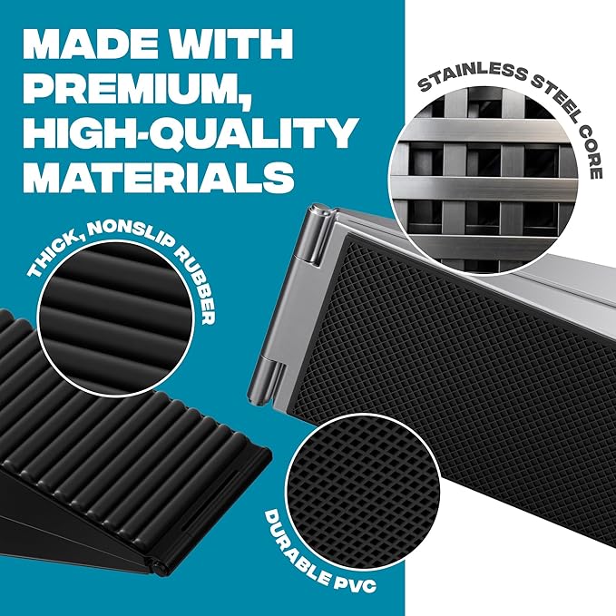 Strongest Home 10 Pack XL Adjustable Door Stopper with Spring – Heavy Duty Wedge for Oversized, Thick & Heavy Doors, Anti-Slip Rubber Grip, Commercial, Home & Outdoor Use on Carpet, Wood, Tile - Black