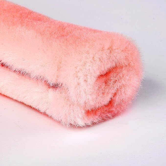 Amooca Soft Faux Fur Universal Fit Seatbelt Cover Car Truck SUV Airplane Seat Belt Shoulder Pad for Carmera Backpack Straps Neck Cushion Protector 2 Pack 10.5in Orange Pink