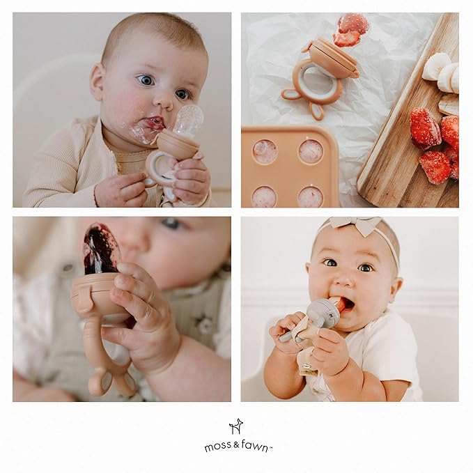 Moss and Fawn Forage Feeder - Soothing Silicone Frozen Breast Milk Popsicle & Baby Food Teething Toy, Pacifier, Fruit Feeder, & Teether - BPA, PVC & Phthalate-Free - Dew