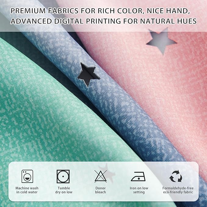 XiDi Pink Grey Green Curtains for Girls Bedroom 96 Inches Long 2 Panels Set, Rainbow Blackout Curtains for Kids Nursery Room Decor, Unicorn Wall Decals Drapes for Living Room 34 Inches Wide