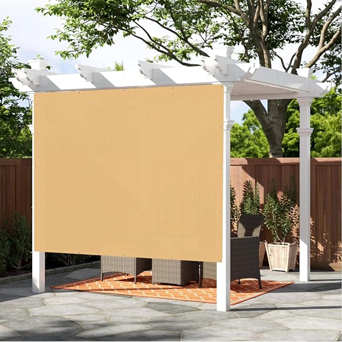 SUNNY GUARD Shade Cloth 12'x12'FT Sun Shade Screen Fabric HC-087 Shade Cover Tarp with Grommets for Pergola Backyard Garden,Sand