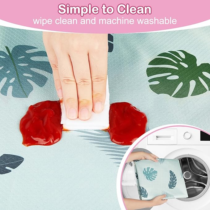 Basumee Splat Mat High Chair Mat Waterproof Baby Play Splat Mat for Under High Chair Food Catcher Highchair Mat for Floor Non Slip Bottom, Blue Leaves, 51x51 Inches