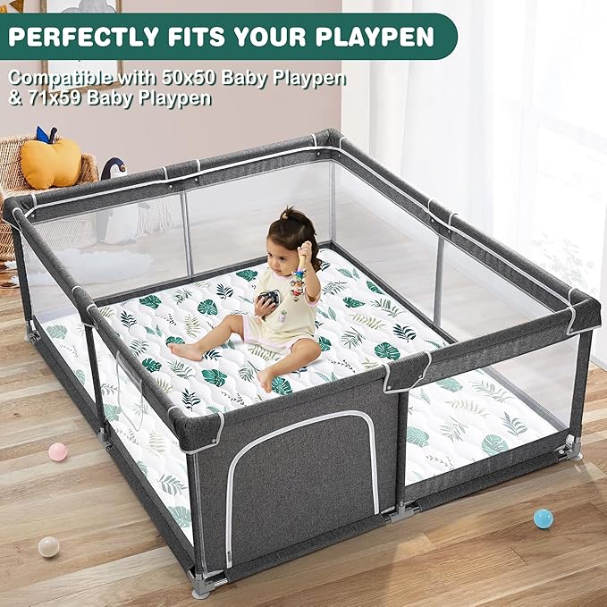 Baby Play Mat 50x50, Extra Large&Thick Baby Floor Play Mats, Foldable Padded Play Mat for Baby Crawling