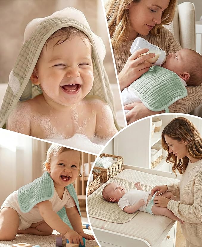 14Pack Muslin Baby Burp Cloths 100% Cotton 20"X10" Soft Absorbent Quick Drying Newborn Drool Baby Face Washcloths