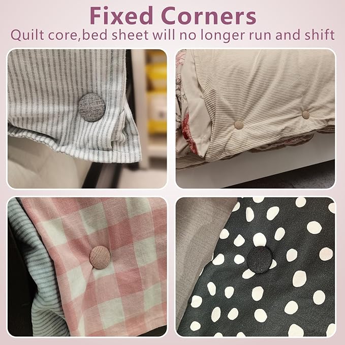 AHAILUOO Duvet Pins & Clips-Double Sided Pin Fasteners - Prevents Comforter from Shifting in Cover,Soft Linen Material Double Sided Pin Fasteners for Quilt,Cushions (6, Medium Gray)