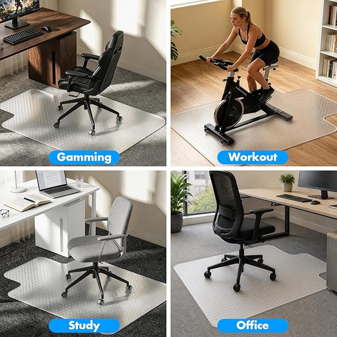 Office Chair Mat for Carpet - 36x48 Inch Heavy-Duty Protection for Low Pile Plastic Computer Desk Floor Protectors for Chairs
