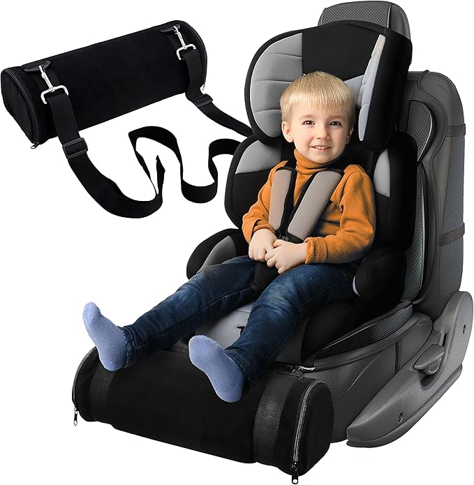 kalnweis Car Seat Foot Rest,Car Seat Foot Rest for Kids-Booster Seat Foot Rest-Convenient Car Accessories for Kids - Supportive Car Seat Pillow for Toddlers - Long Adjustable Strap (Black)