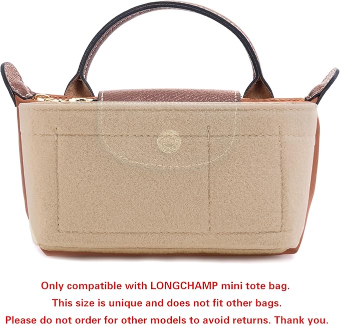 Mini Bag Organizer For Longchamp Small Tote Bag - Ultimate Mini Bag Storage & Finishing Inner Bag Liner for a Chic Handbags Insert Organizer Fit small Size