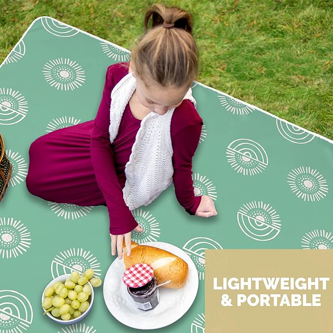 JumpOff Jo - Large Baby Splat Mat for Under High Chair, Booster Seat, Tabletop, Food Catcher - Protect Floor and Carpet from Spills & Crafts - Waterproof and Washable (Rainbow Sun)