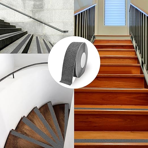 Anti Slip Traction Tape, 2 Inch x 66 Feet Heavy Duty Grey Grip Tape, High Traction 80 Grit Non Skid Tape for Stairs, Waterproof Outdoor Non Slip Tape for Stairs, Tread Step, Indoor, Skateboards