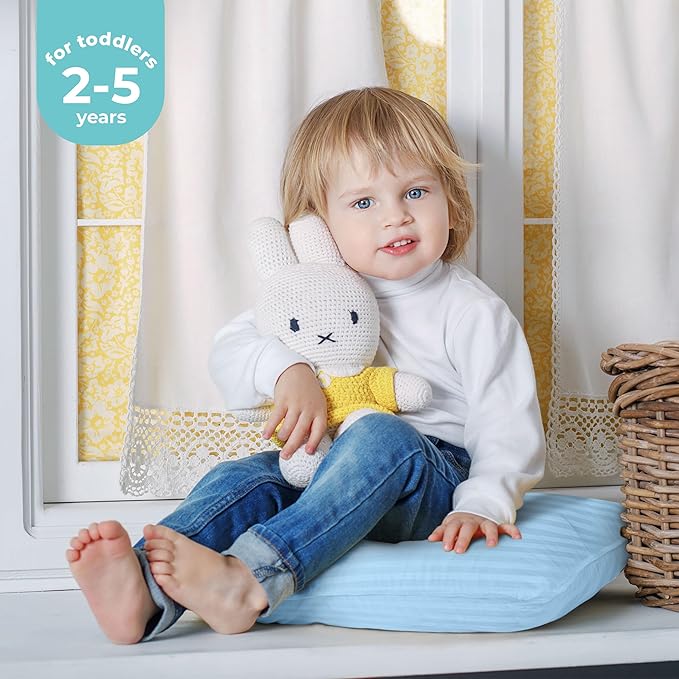 Utopia Bedding Toddler Pillow (Light Blue, 2 Pack), 13x18 Small Kids Pillow for Sleeping, Soft and Breathable Cotton Blend Shell, Ideal for Toddler Bed and Travel (Intended for Age 2 and up)