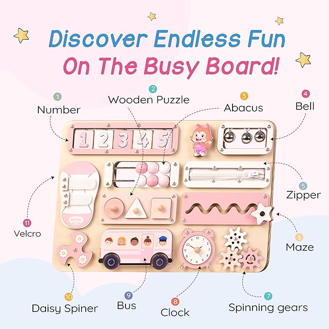 KALOTOYS Large Busy Board Montessori Toys for 1 2 3 Year Old - Sensory Toys for Toddlers 1-3 - Fine Motor Skills & Early Learning - Montessori Gift for Boys & Girls - Travel-Friendly & Safe