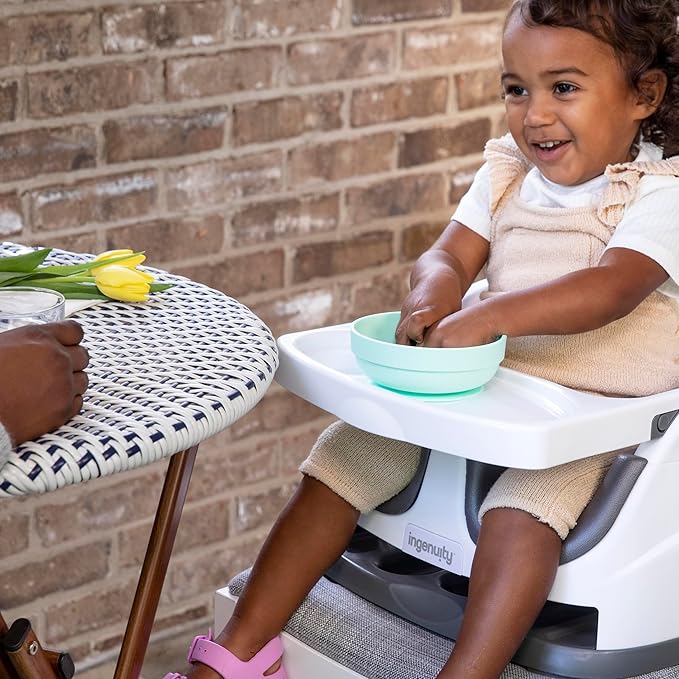 Ingenuity Baby Base 2-in-1 Booster Feeding and Floor Seat with Self-Storing Tray - Slate