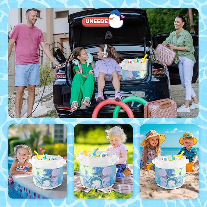 UNEEDE Bath Toy Organizer,1.55 Gallons Bathtub Toy Storage Organizer,Quick Access Bath Toy Holder For Bathtub,Baby Organizer And Storage,Quick Dry Baby Bath Toy Storage For Tub,Mesh Shower Caddy(Blue)