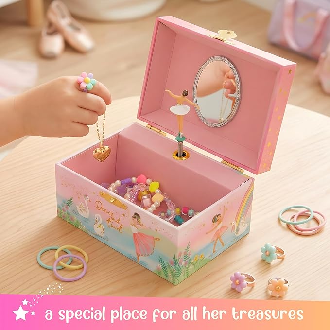 Giggle & Honey® Musical Ballerina Jewelry Box for Girls | Music Boxes for Little Girls | Toddler Jewelry Box for 4 Year Old Kids | Toys for Toddlers | Birthday Gifts for Kids 5, 6, 7, 8, 9 Years