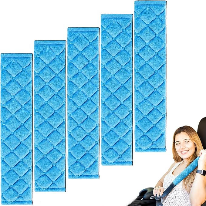 WSSROGY 5 Pack Soft Comfort Car Seatbelt Cover Protector Pads Strap for Protecting Neck and Shoulder (Blue)