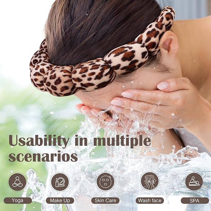 Spa Headbands for Facial Skincare, Set of 2 Terry Cloth Headbands for Face Washing, Hair Mask, Skin Treatment
