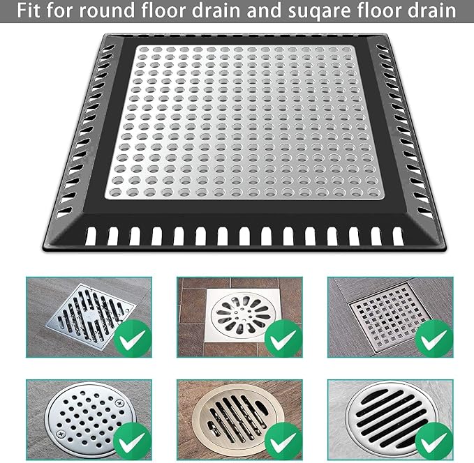 Shower Drain Hair Catcher/Drain Strainer/Shower Drain Cover for Bathroom Floor Drain, Stainless Steel and Silicone (Patented Product)