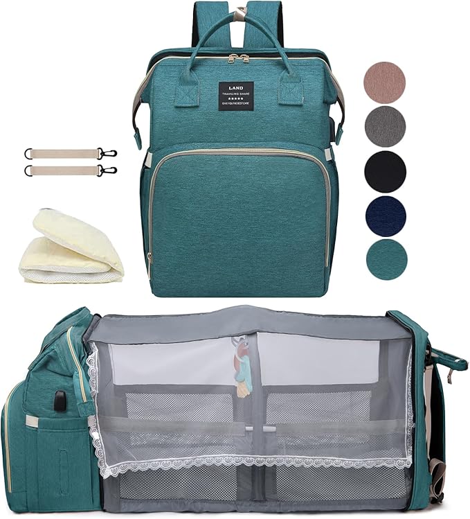 houscly Green Diaper Bag Backpack for Mom: Baby Bags for Boys Girls Toddler Women Men Large Back Pack Diapers Bag Big Travel Pañaleras Modernas Para Bebe Niña Unisex Newborn Essential Baby Registry