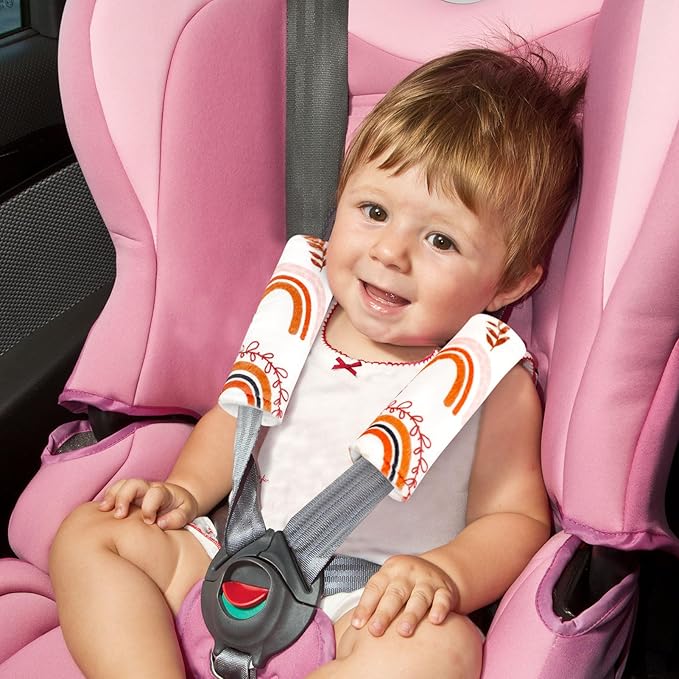 Pea Pod Baby Car Seat Strap Cover 2 Pack Rainbow Car Seat Straps Shoulder Pads, Seat Belt Cushions Pads for Infant Car Seats, Stroller, Pushchair