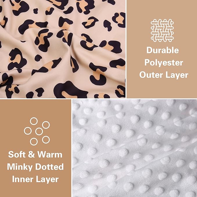 Rquite Car Seat Cover Baby, Carseat Covers for Boy Girl, Minky Infant Car Seat Cover Winter, Peekaboo Opening Car Seat Canopy, Multiuse Baby Carrier, Stroller, Nursing Cover, Minky Blanket, Leopard