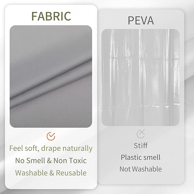 ALYVIA SPRING Stall Fabric Shower Curtain Liner Waterproof - 54" x 72", Soft & Lightweight Stall Size Shower Curtain with Magnets, Machine Washable - 54x72, Grey