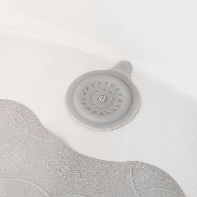 Ubbi Bathtub Drain Cover, Silicone Drain Stopper with Suction, Baby Bath Time Accessory, Gray
