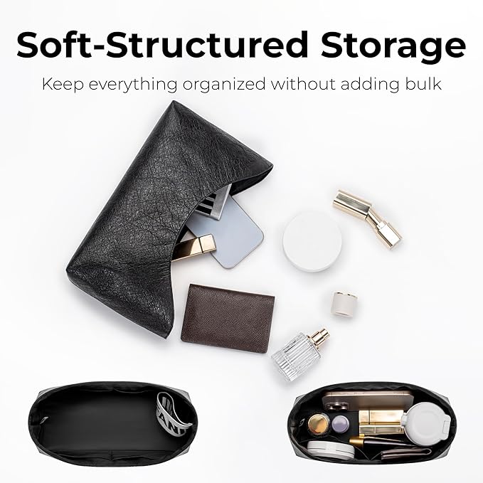 Handbag Organizer Insert for LV CarryAll Cargo Vibe PM,Custom Fit Inside Premium Matte Black Lightweight WaterResistant Purse Insert with Cup Holder Accessories