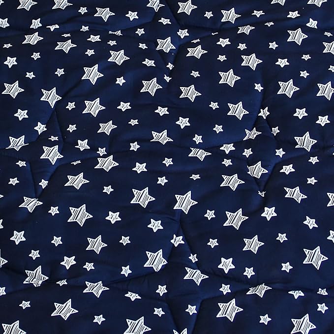 Playpen Mat 8 Panel Navy Fits for Regalo My Play Deluxe Extra Large Portable Play Yard, Non Slip Baby Octagon Playpen Mattress Pad, Navy Star Print Playard Pad