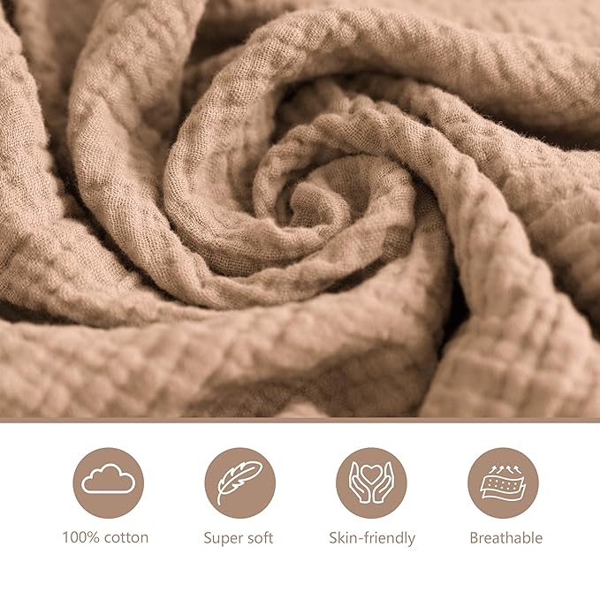 3 Pack Muslin Changing Pad Covers for Girl Boy, 100% Soft Cotton Changing Table Cover, Breathable Baby Nursery Diaper Chang Pad Sheets (Milky Coffee)