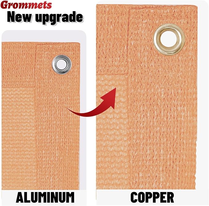 SUNNY GUARD Shade Cloth Custom Size 9x18 FT Sun Shade Screen Fabric Shade Cover Tarp with Grommets for Pergola Backyard Garden, Peach Fuzz(We Customized)