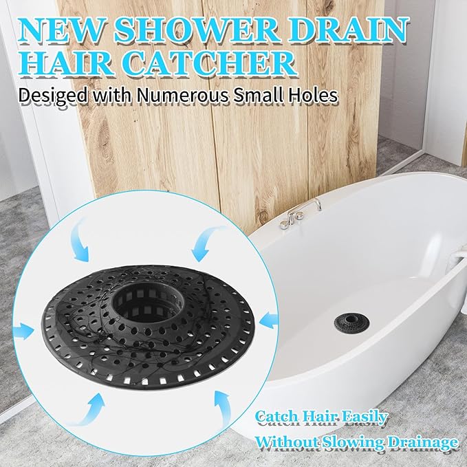 Aluvor Shower Hair Drain Catcher, Silicone Bathtub Drain Hair Catcher Strainer, All-in-one Tub Hair Catcher Drain Protector for 1.48'' to 1.76'' Regular Drains, 3PCS/NBlue Black DGreen
