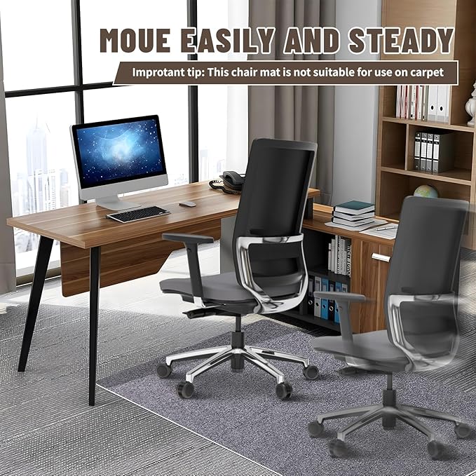 Office Chair Mat - for Hardwood Floors, Large Non-Slip Easy-Clean Floor Protection Blanket (Grey, “60x 48in”).