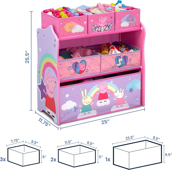 Delta Children Design & Store 6 Bin Toy Storage Organizer, Peppa Pig