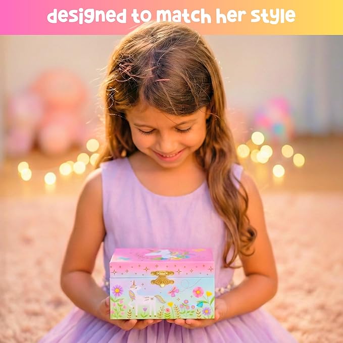 Giggle & Honey® Musical Unicorn Jewelry Box for Girls | Music Boxes for Little Girls | Toddler Jewelry Box for 4 Year Old Kids | Toys for Toddlers | Birthday Gifts for Kids 5, 6, 7, 8, 9 Years
