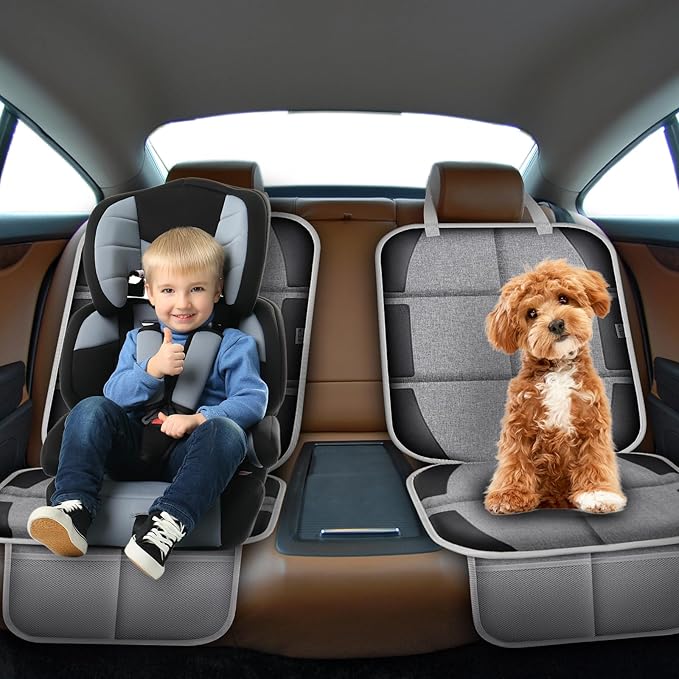 Meolsaek Car Seat Protector, Non-Slip Backing Will Not Leave Imprint, Waterproof Thicker Car Seat Cover for SUV, Sedan, Truck, Leather Car Seat Cushion (Gray Black)