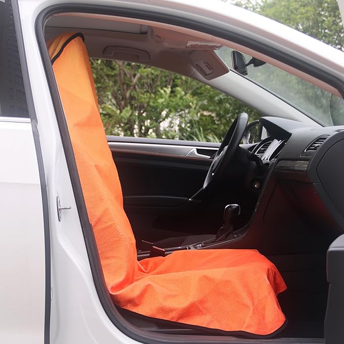 LoyaGour Car Seat Cover Protector Front Seats,for Gym Workout,Running,Swimming,Beach and Hiking,Waterproof Sweat Towel Bucket Seat Covers for Cars SUV Trucks (Orange, 2Pcs)