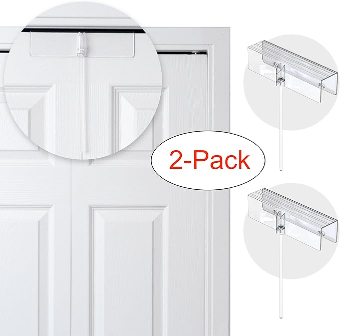 (2- Pack) - Safety Innovations Bi-fold Door Lock - Closet Protection Child and Pet Proof Bi-fold Door Lock - Tool-Free Installation - Unbreakable Clear Polycarbonate - for 1 3/8" Thick Wood Doors