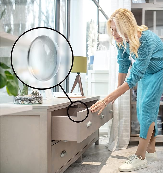 Slipstick Premium Cabinet Door Bumpers 1/2” Round Clear Adhesive Pads, Cabinet Stoppers, Rubber Bumpers for Drawers, Cupboards, Cutting Boards, Glass Tops, Picture Frames, Furniture, 40 Pcs Dampers