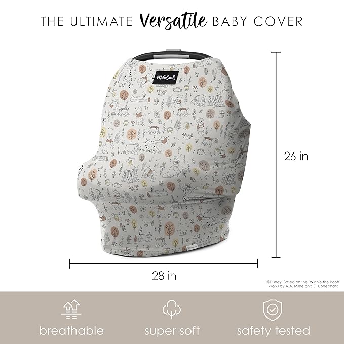 Milk Snob Original Disney 5-in-1 Cover, Winnie The Pooh Baby Bee, Added Privacy for Breastfeeding, Baby Car Seat, Stroller, High Chair, Shopping Cart, Lounger Canopy - Newborn Essentials, Nursing Top