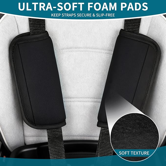 Car Seat Shoulder Pads Compatible with Doona, Ultra Soft and Breathable Grid Fabric, Protect Neck and Shoulder Strap Covers, Easy to Install, Straps Pads for Car Seat and Stroller, Black