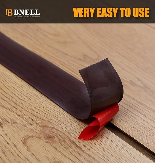 Bnell Floor Transition Strip Self Adhesive Vinyl Laminate Floor Cover Strip 3" Floor Flat Divider Strip for Joining Floor Gaps and Doorway Transitions (3.3Ft, Red Oak)