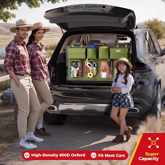 SURDOCA Car Trunk Organizer, LARGE CAPACITY(43 x 19 in) Car Storage Bag with 8 Pockets, 7X Upgraded Trunk Storage Organizer for Car, SUV, Truck, MPV