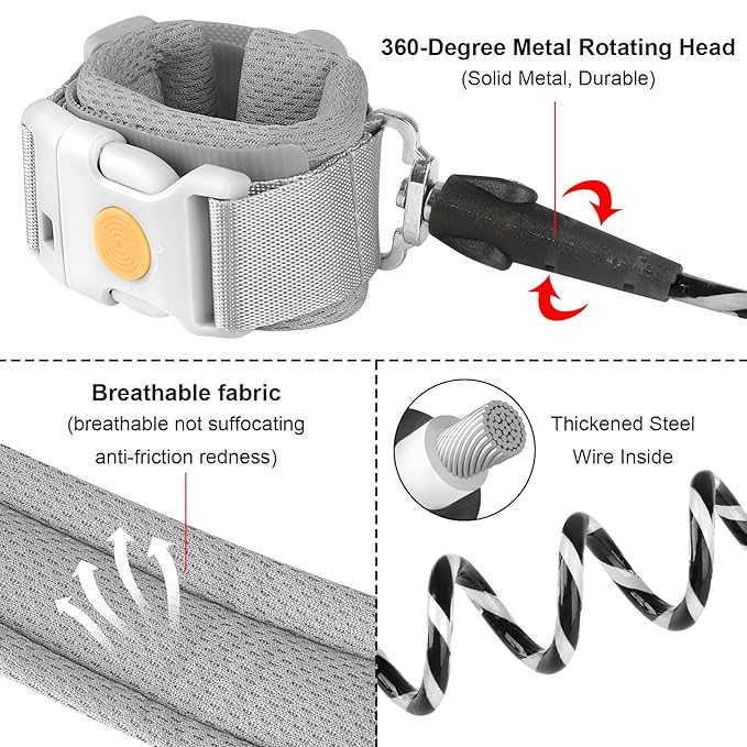 Accmor Anti Lost Wrist Link with Induction Lock, Toddler Harness Walking Leash, Reflective Child Safety Wristband, Upgrade Child Wrist Leashes with Magnetic Unlock Design (6.5ft) - for Boys and Girls