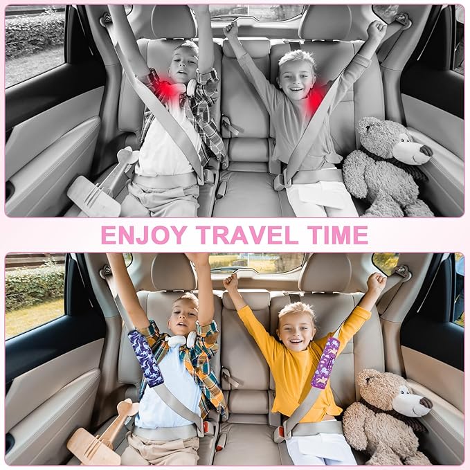Amintiri Seat Strap Shoulder Pads for Kids, Seat Belt Cover for Children, Soft Furry Seat Belt Cushion for Travel, Cartoon Car Seat Belt Pad Cover for Boys and Girls. (Radio Game)