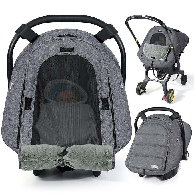 Orzbow Winter Car Seat Cover Baby | Waterproof Infant Carseat Cover Compatible with Doona Car Seats and Strollers, Breathable Baby Carseat Canopy, Baby Winter Essentials, Dark Grey