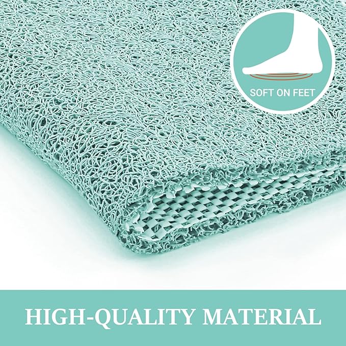 LuxStep Shower Mat Bathtub Mat,24x24 inch, Non-Slip Bath Mat with Drain, Quick Drying PVC Loofah Bathmat for Tub,Shower,Bathroom (Phthalate Free,Green)