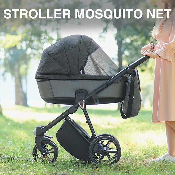 Baby Mosquito Net for Stroller, Perfect Bug Net for Strollers, Bassinets, Cradles, Playards, Pack N Plays and Portable Mini Crib, Baby Insect Netting Cover, Black